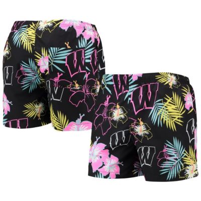 NCAA Wisconsin Badgers Neon Floral Swim Trunks