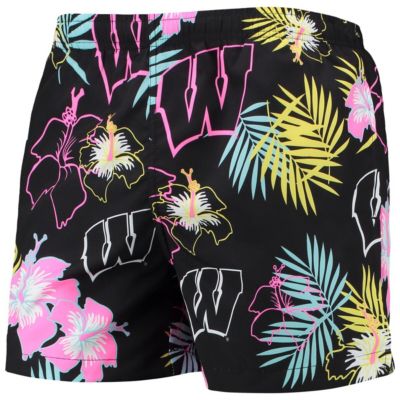 NCAA Wisconsin Badgers Neon Floral Swim Trunks