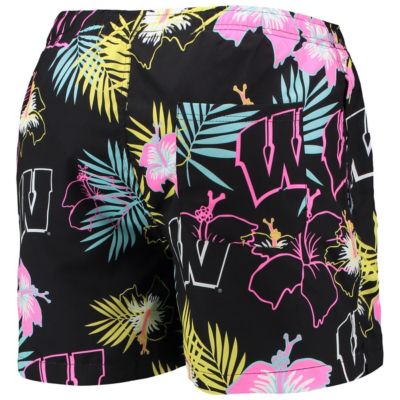 NCAA Wisconsin Badgers Neon Floral Swim Trunks