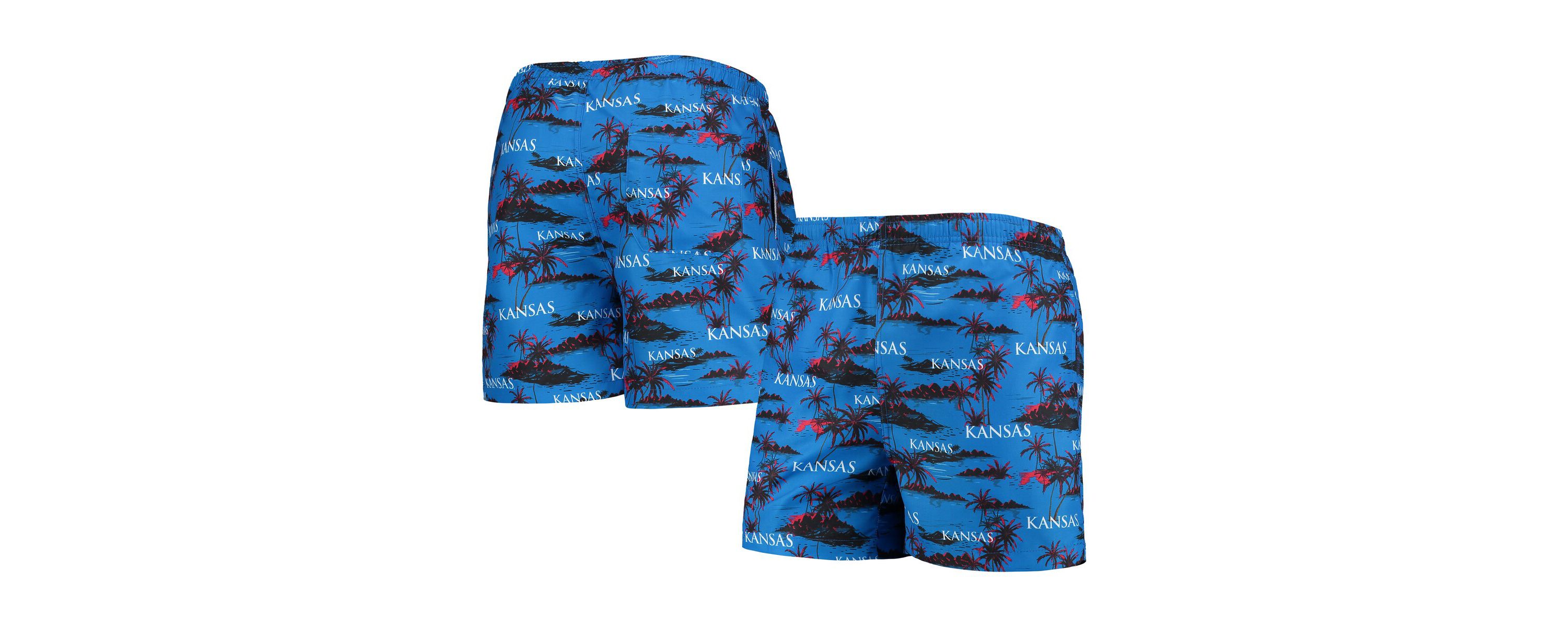 NCAA Kansas Jayhawks Island Palm Swim Trunks