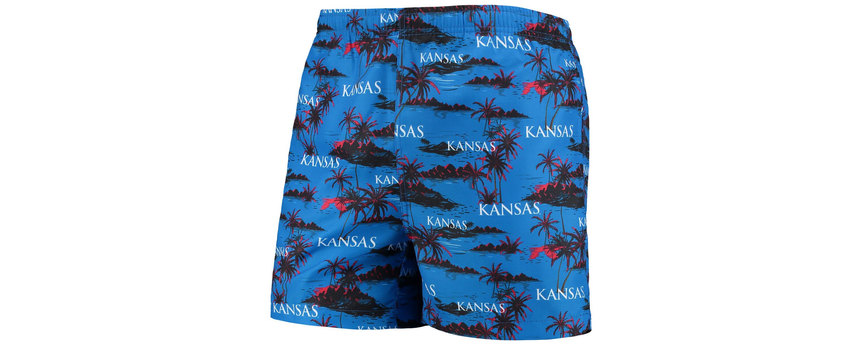 NCAA Kansas Jayhawks Island Palm Swim Trunks