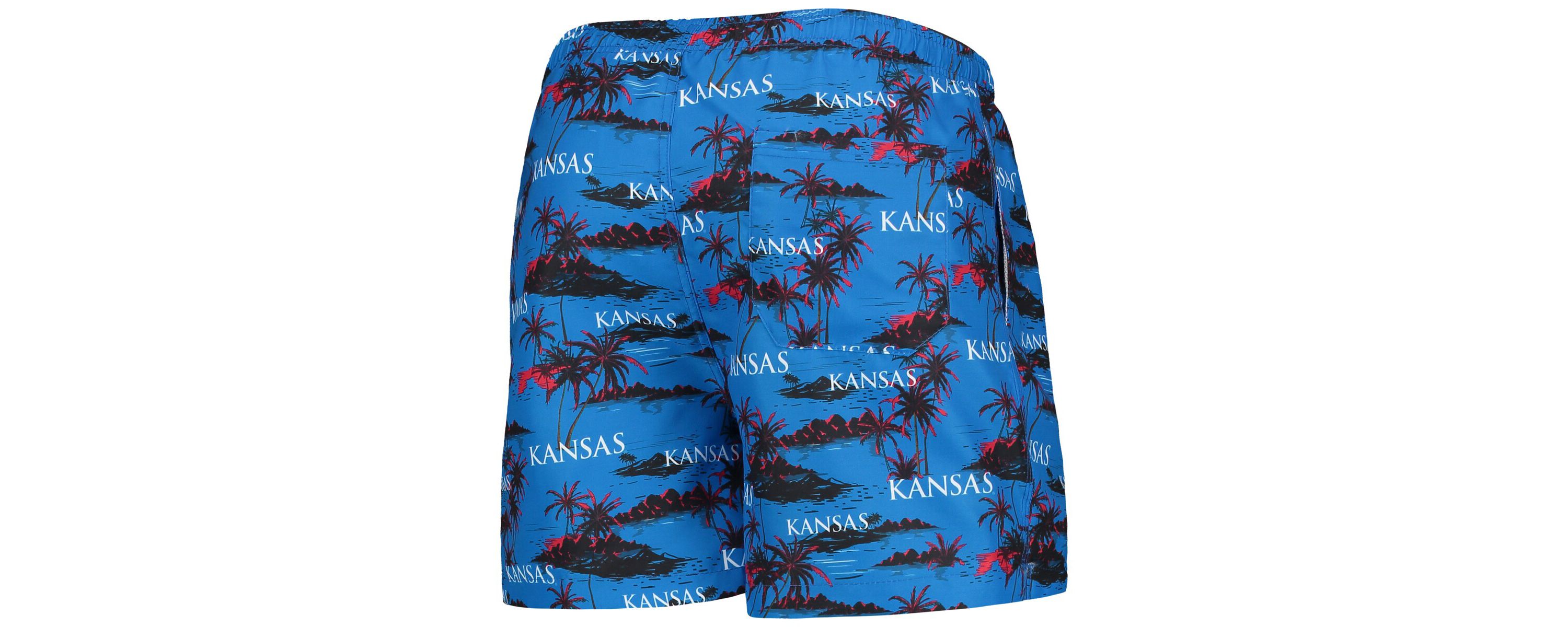 NCAA Kansas Jayhawks Island Palm Swim Trunks