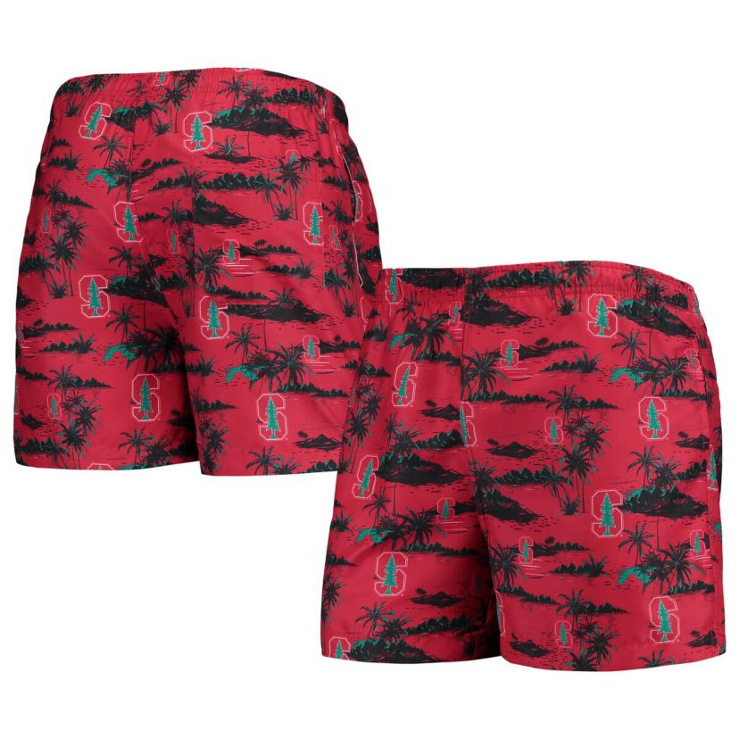 Stanford Cardinal NCAA Stanford Island Palm Swim Trunks