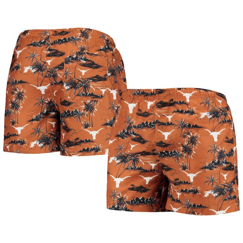 NCAA Texas Texas Longhorns Island Palm Swim Trunks