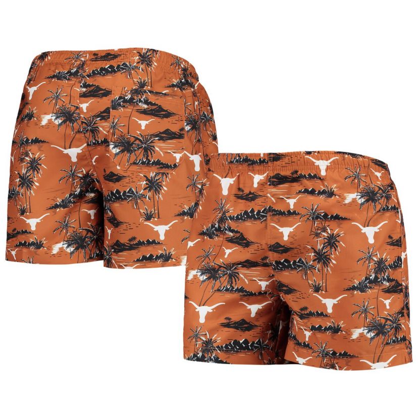 NCAA Texas Texas Longhorns Island Palm Swim Trunks