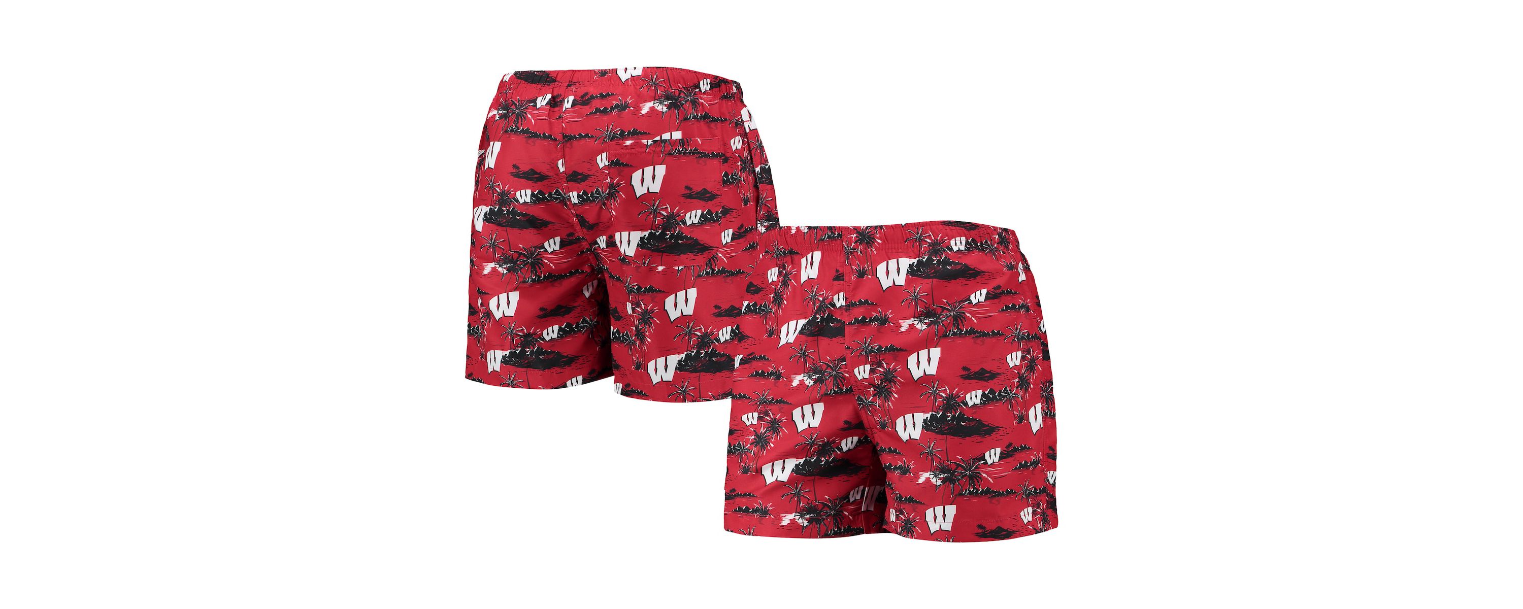NCAA Wisconsin Badgers Island Palm Swim Trunks