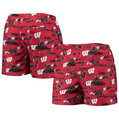 NCAA Wisconsin Badgers Island Palm Swim Trunks