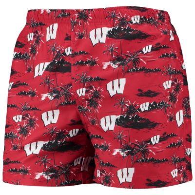 NCAA Wisconsin Badgers Island Palm Swim Trunks