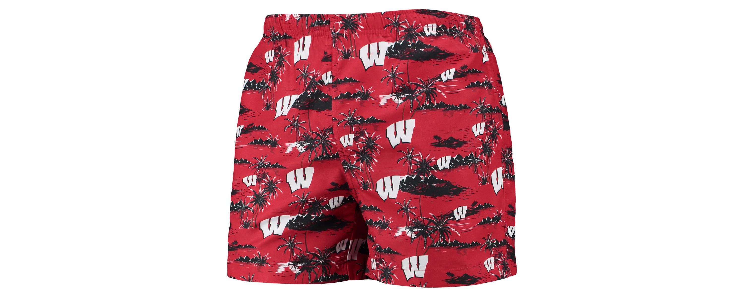 NCAA Wisconsin Badgers Island Palm Swim Trunks