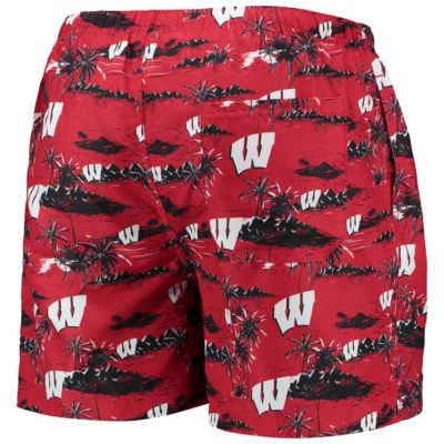 NCAA Wisconsin Badgers Island Palm Swim Trunks