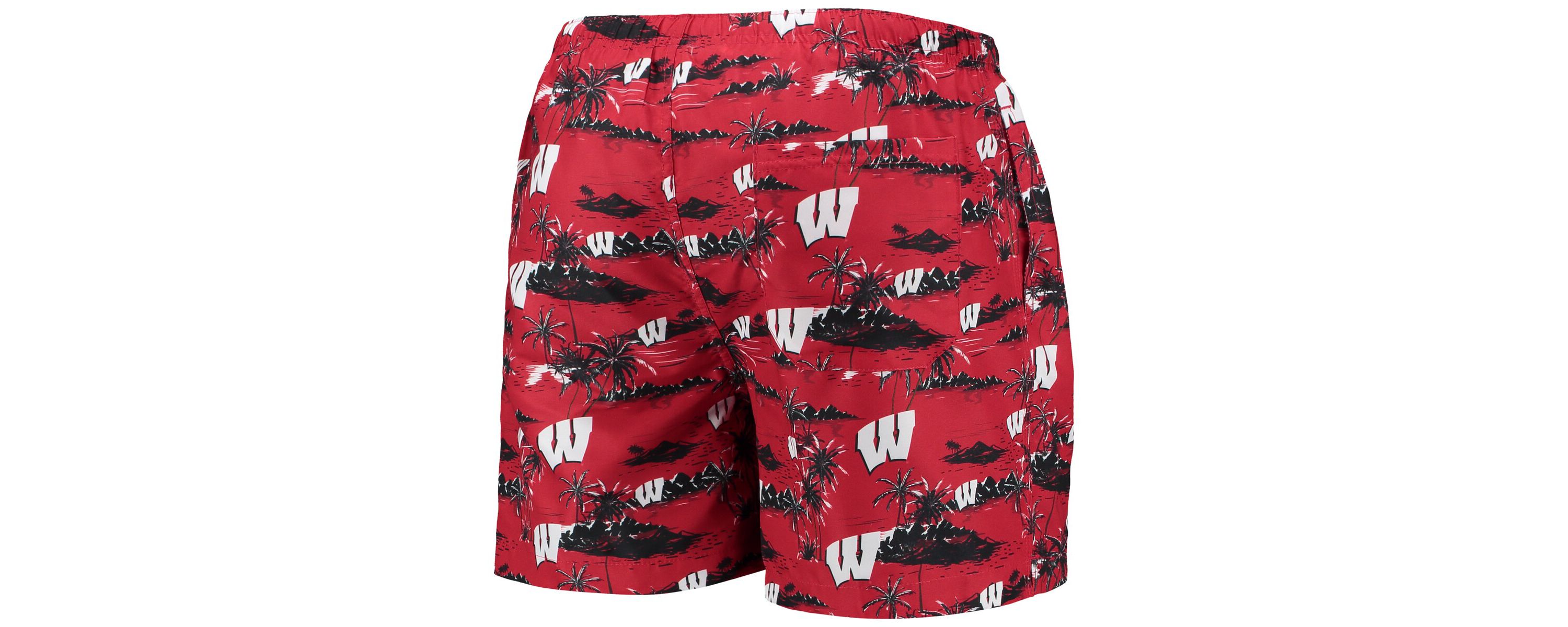 NCAA Wisconsin Badgers Island Palm Swim Trunks