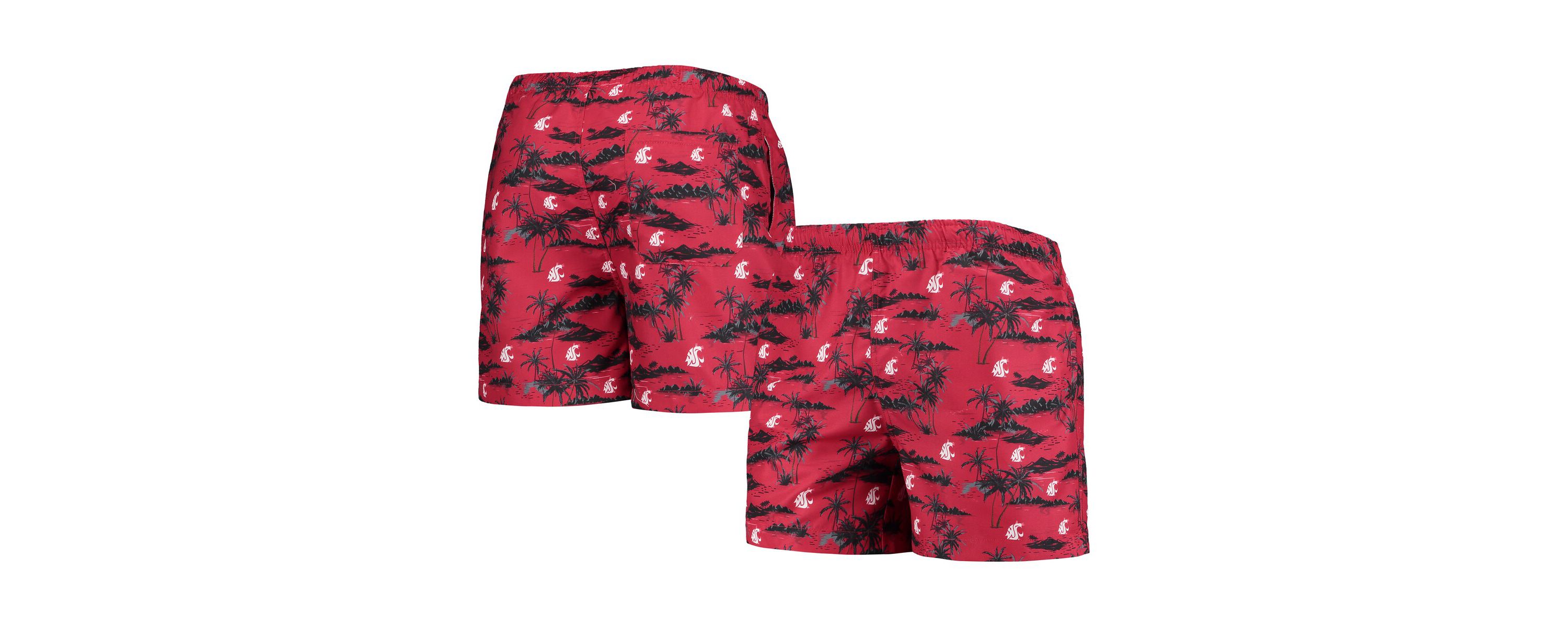 NCAA Washington State Cougars Island Palm Swim Trunks