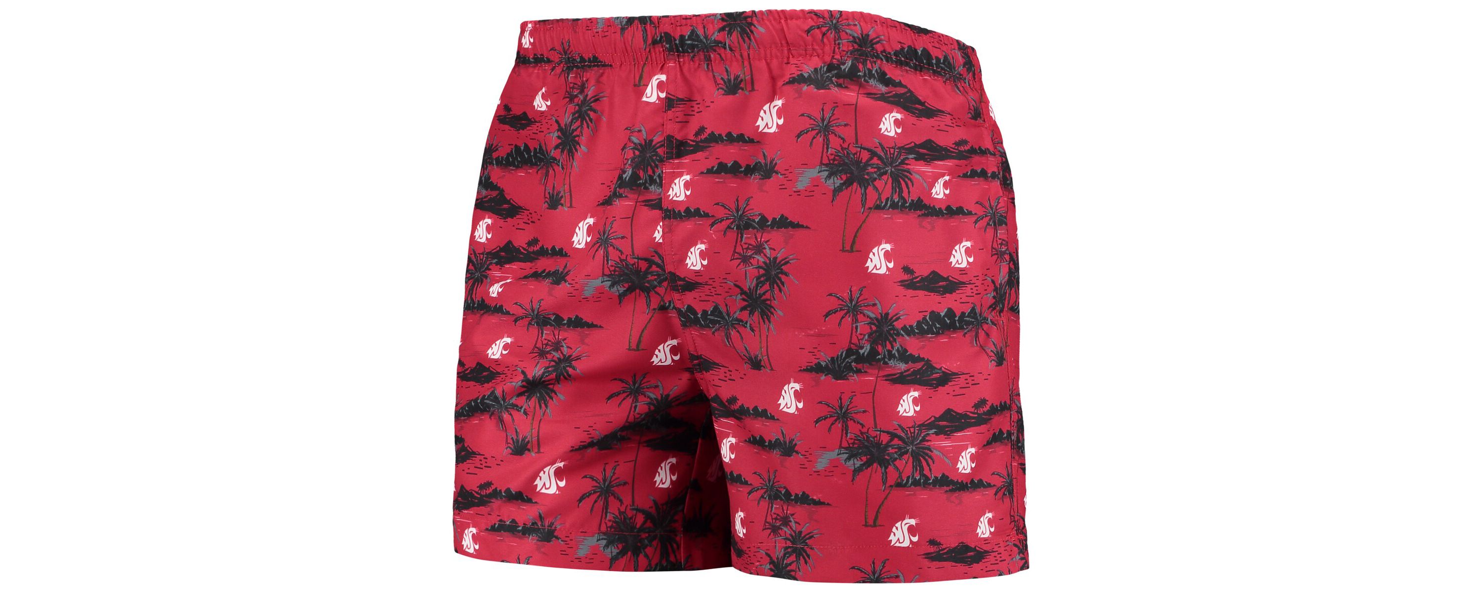 NCAA Washington State Cougars Island Palm Swim Trunks