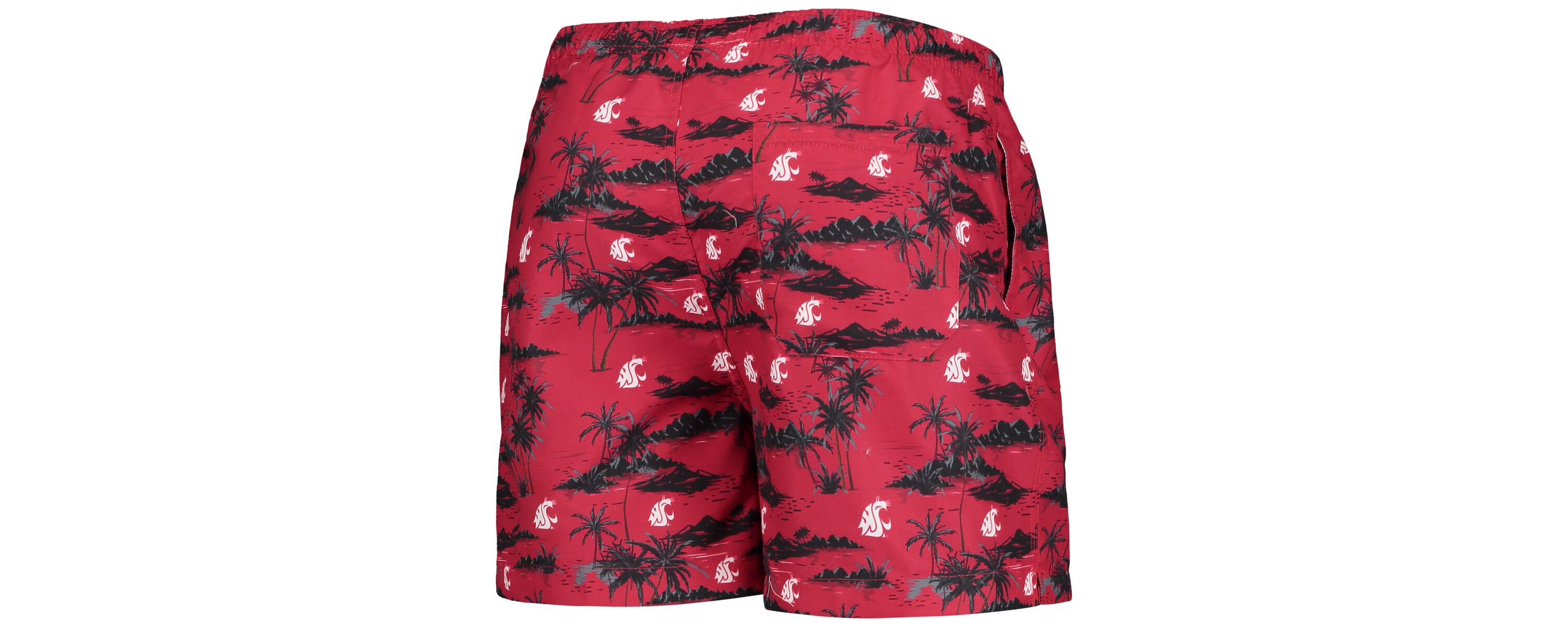 NCAA Washington State Cougars Island Palm Swim Trunks
