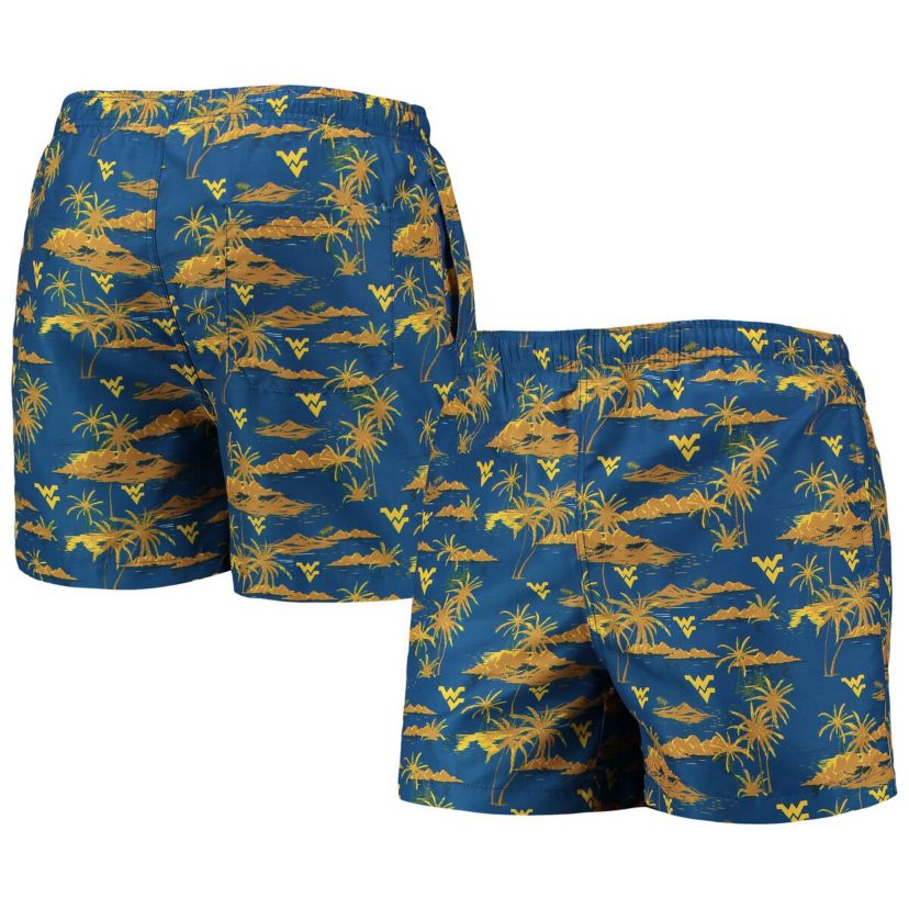 NCAA West Virginia Mountaineers Island Palm Swim Trunks