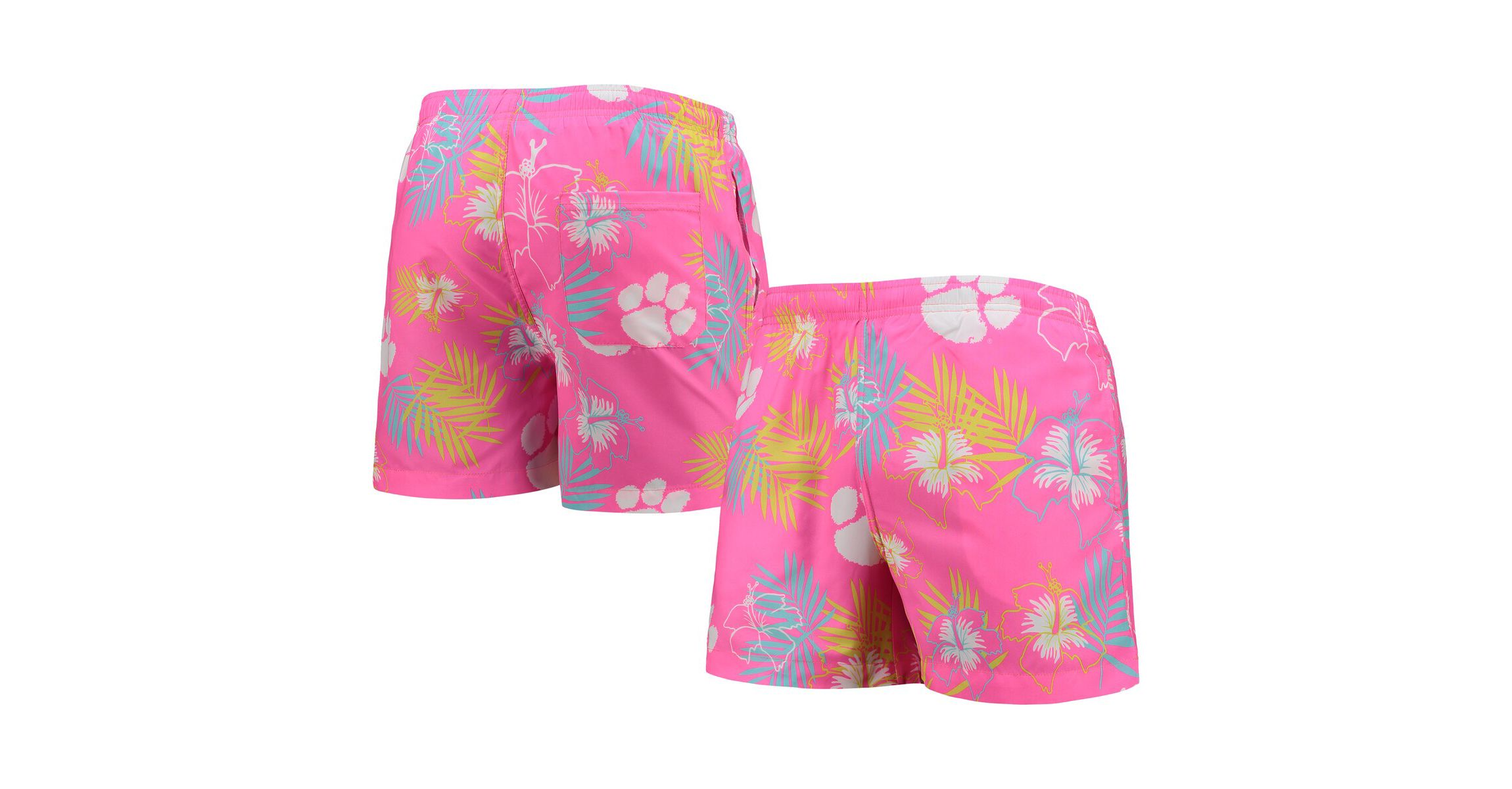 NCAA Clemson Tigers Neon Floral Swim Trunks