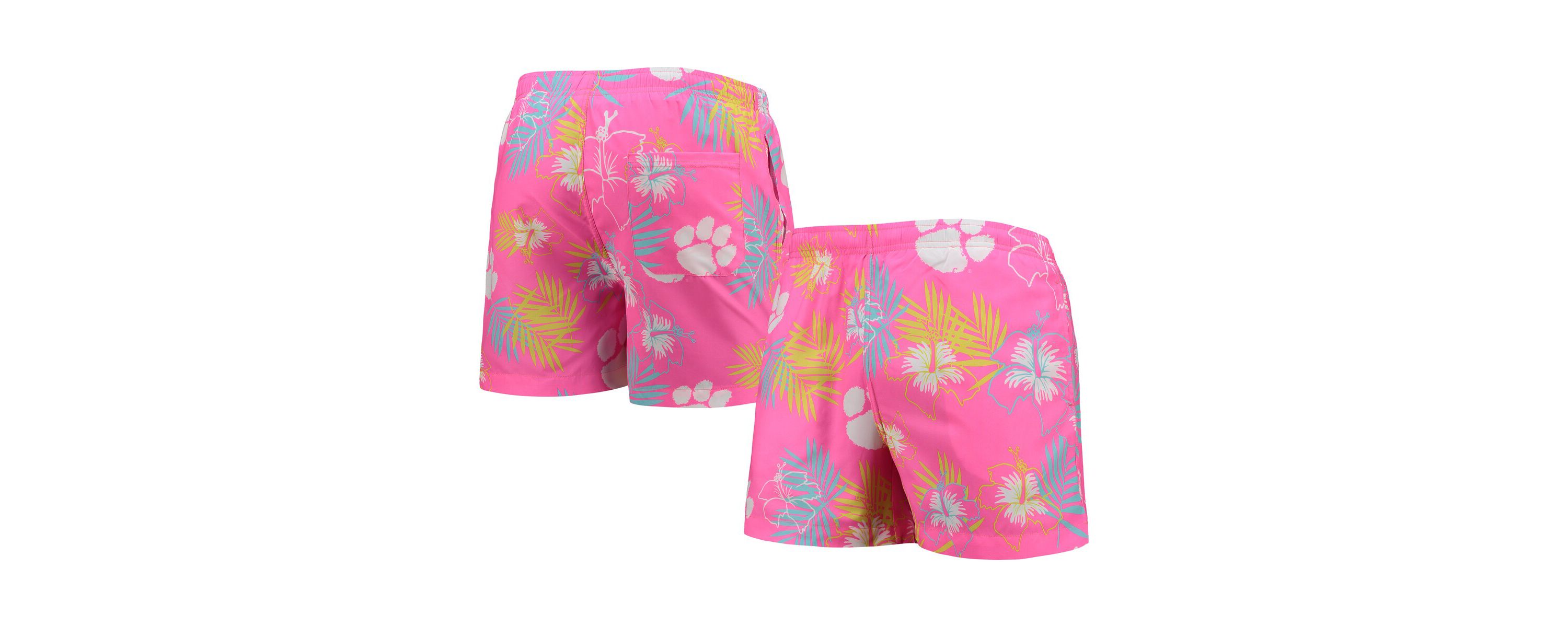 NCAA Clemson Tigers Neon Floral Swim Trunks