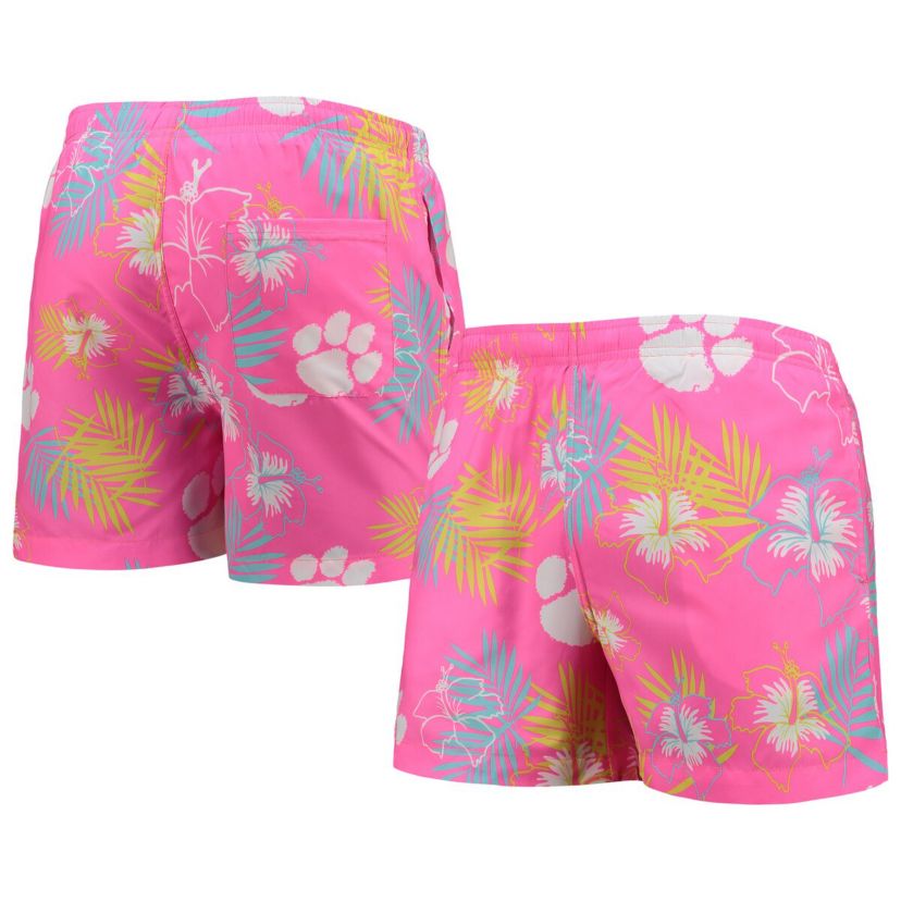 NCAA Clemson Tigers Neon Floral Swim Trunks