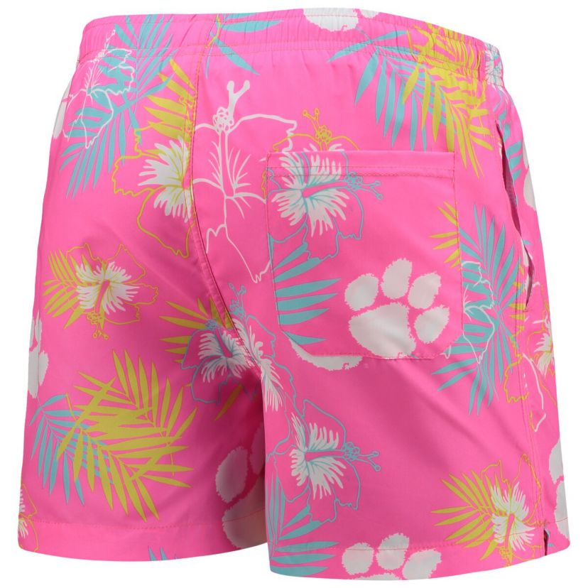NCAA Clemson Tigers Neon Floral Swim Trunks