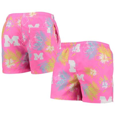 NCAA Michigan Wolverines Neon Floral Swim Trunks