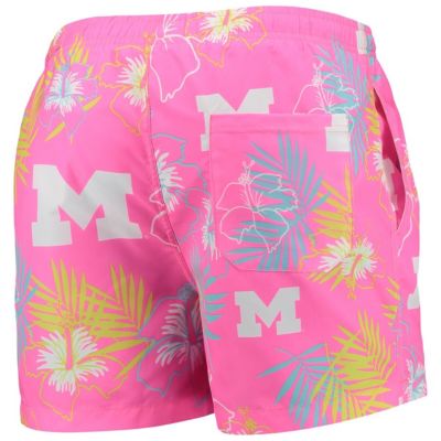 NCAA Michigan Wolverines Neon Floral Swim Trunks