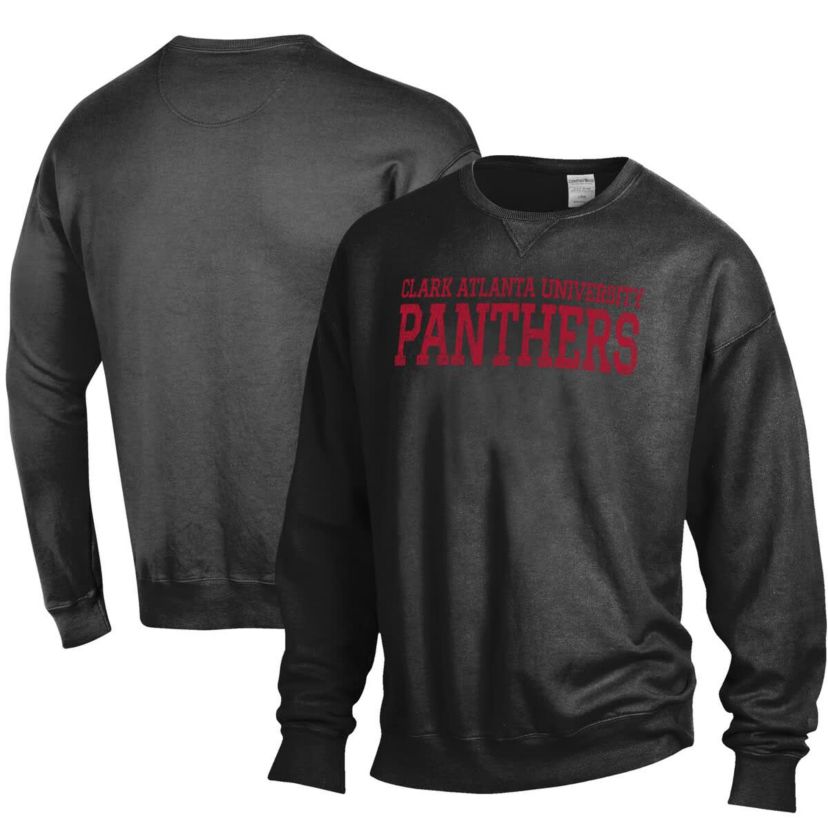 Clark Atlanta Panthers NCAA Clark Atlanta University Panthers Stack Garment Dyed Crewneck Pullover Sweatshirt