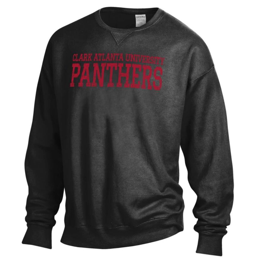 Clark Atlanta Panthers NCAA Clark Atlanta University Panthers Stack Garment Dyed Crewneck Pullover Sweatshirt