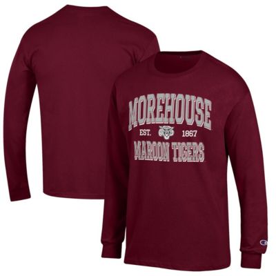 Champion Men's Morehouse Maroon Tigers NCAA Morehouse Tigers Jersey Est. Date Long Sleeve T-Shirt