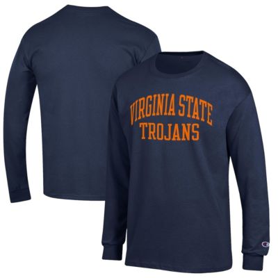Champion Men's NCAA Virginia State Trojans Jersey Long Sleeve T-Shirt, Navy Blue, 3XL