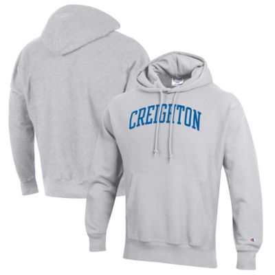 Champion Men's Creighton University Bluejays NCAA ed Creighton Bluejays Reverse Weave Fleece Pullover Hoodie, Gray, 3XL