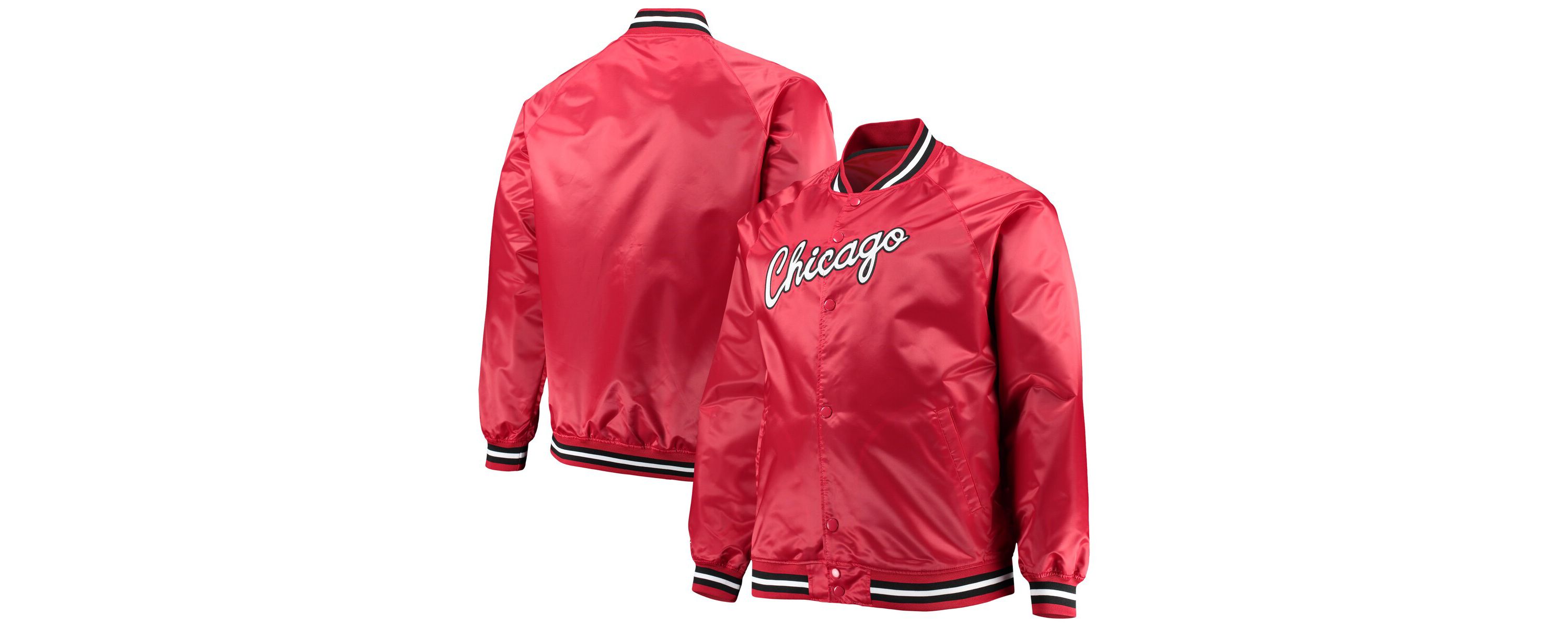 NBA Chicago Bulls Big & Tall Hardwood Classics Raglan Satin Full-Snap Jacket