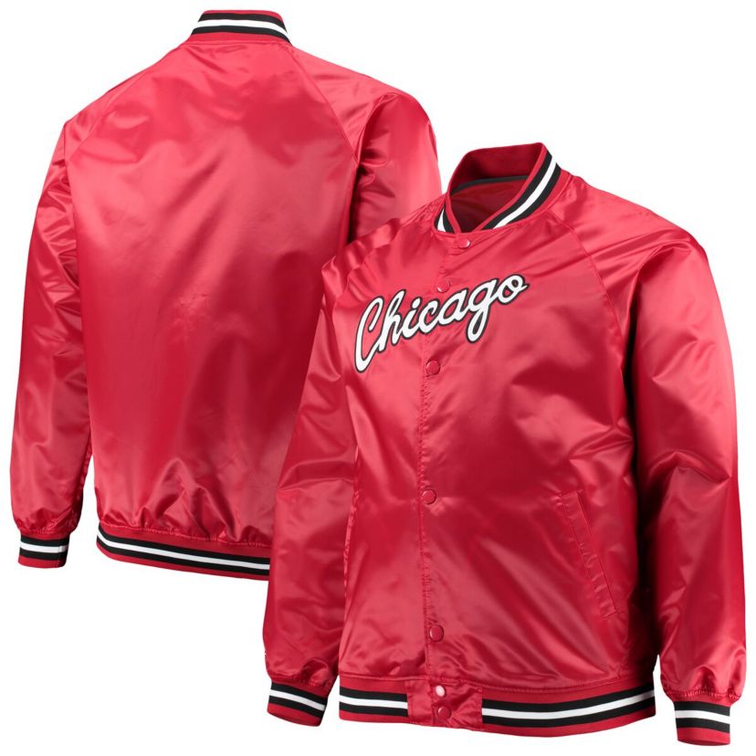 NBA Chicago Bulls Big & Tall Hardwood Classics Raglan Satin Full-Snap Jacket