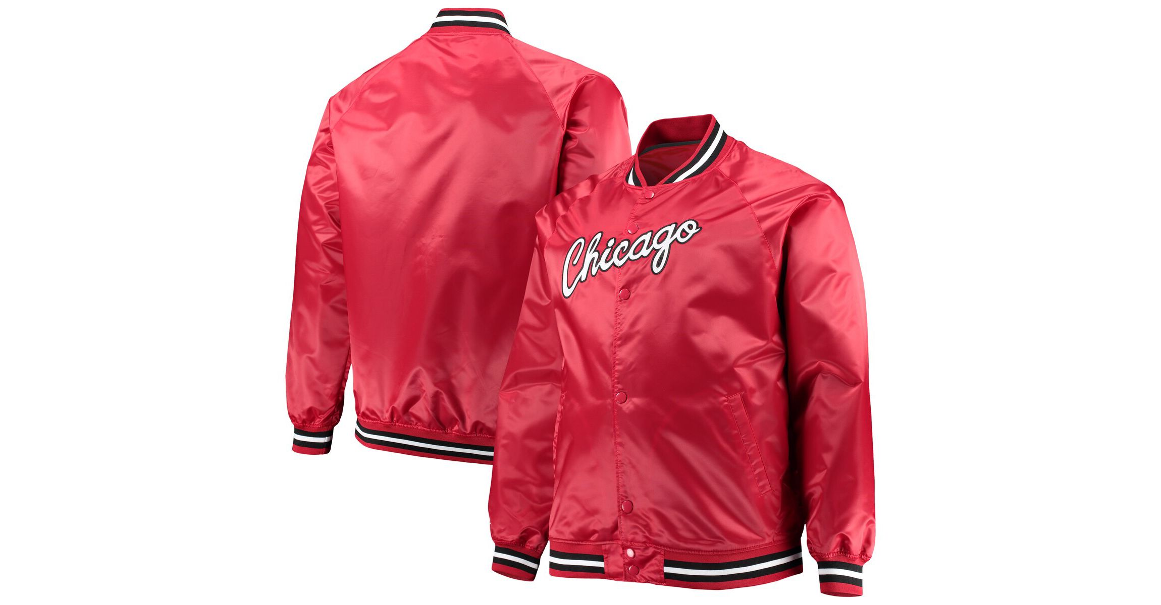 NBA Chicago Bulls Big & Tall Hardwood Classics Raglan Satin Full-Snap Jacket