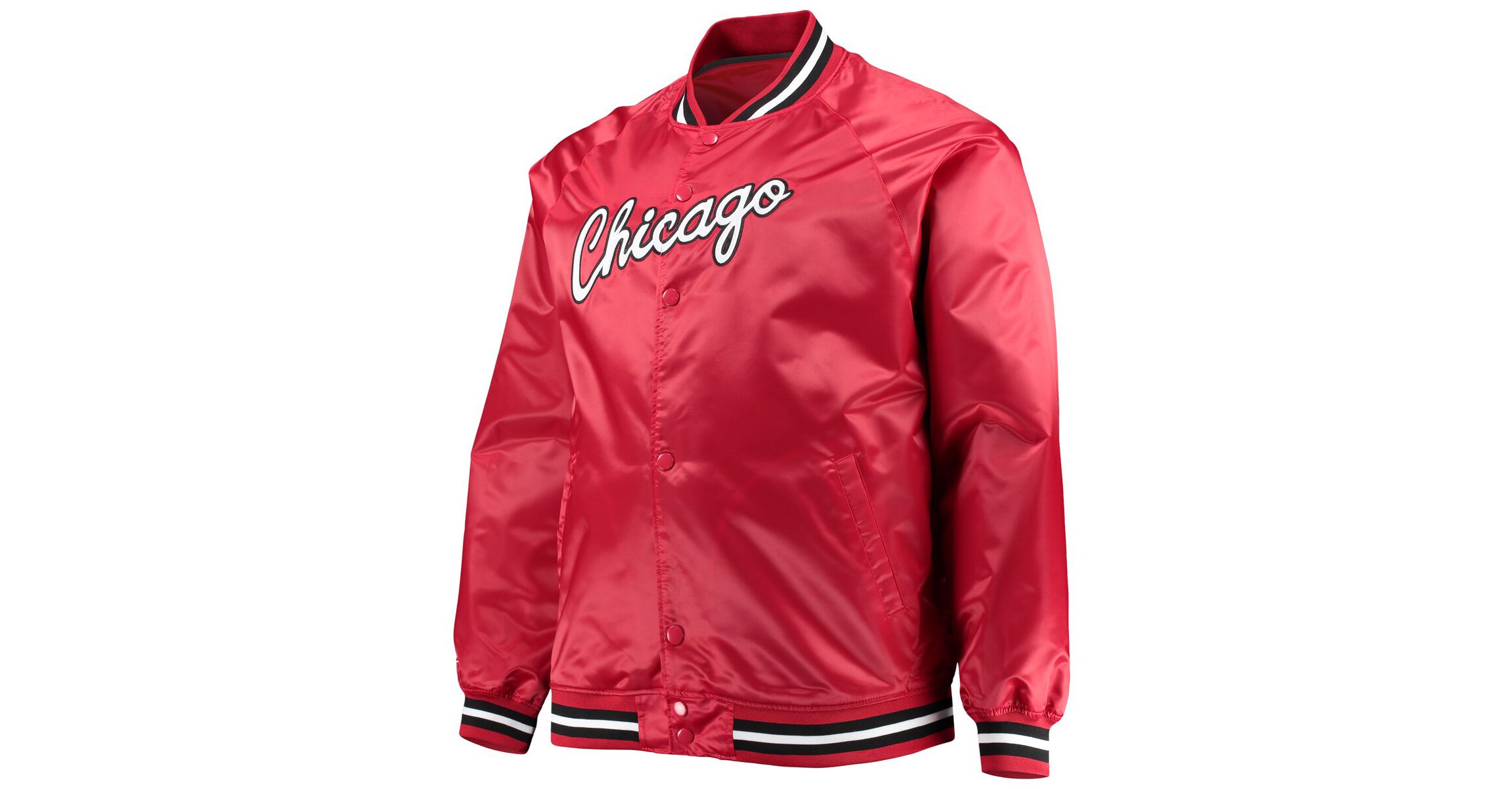 NBA Chicago Bulls Big & Tall Hardwood Classics Raglan Satin Full-Snap Jacket