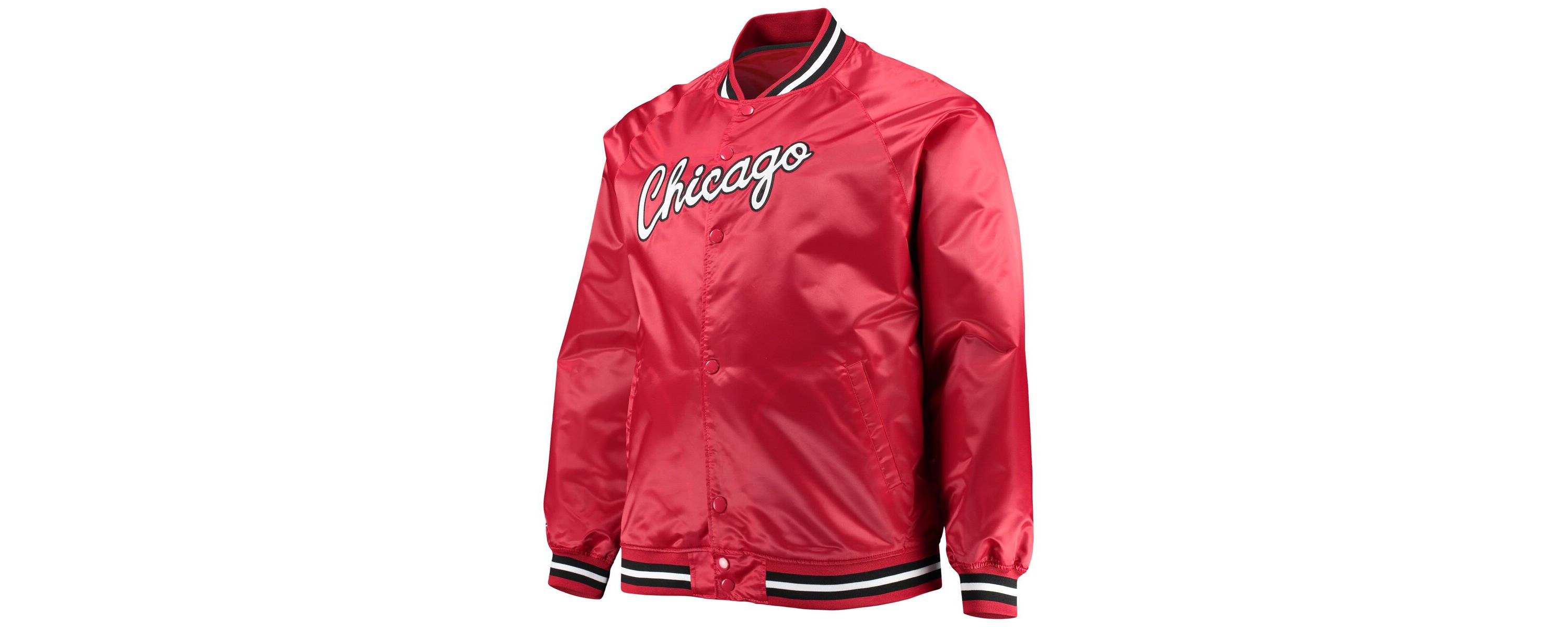 NBA Chicago Bulls Big & Tall Hardwood Classics Raglan Satin Full-Snap Jacket