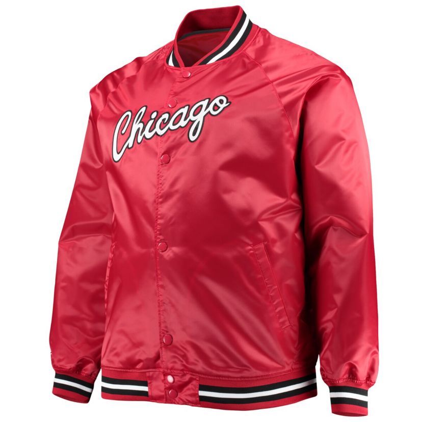 NBA Chicago Bulls Big & Tall Hardwood Classics Raglan Satin Full-Snap Jacket