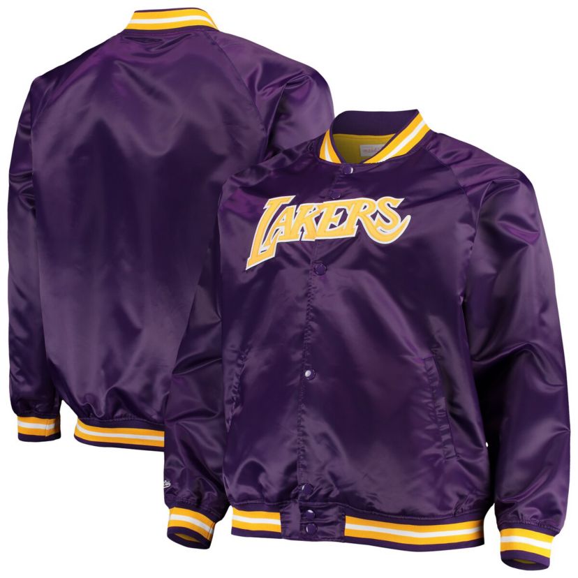 NBA Los Angeles Lakers Big & Tall Hardwood Classics Raglan Satin Full-Snap Jacket