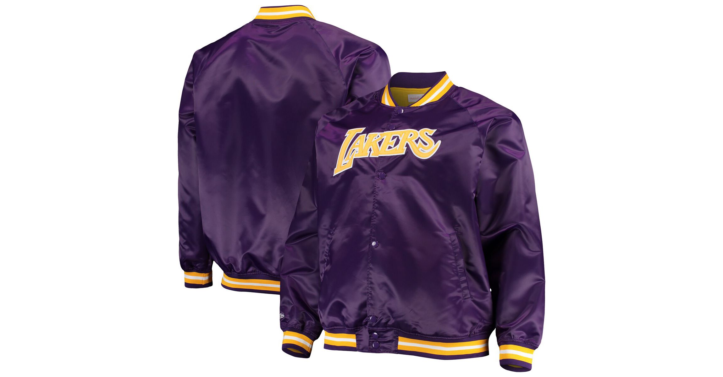 NBA Los Angeles Lakers Big & Tall Hardwood Classics Raglan Satin Full-Snap Jacket