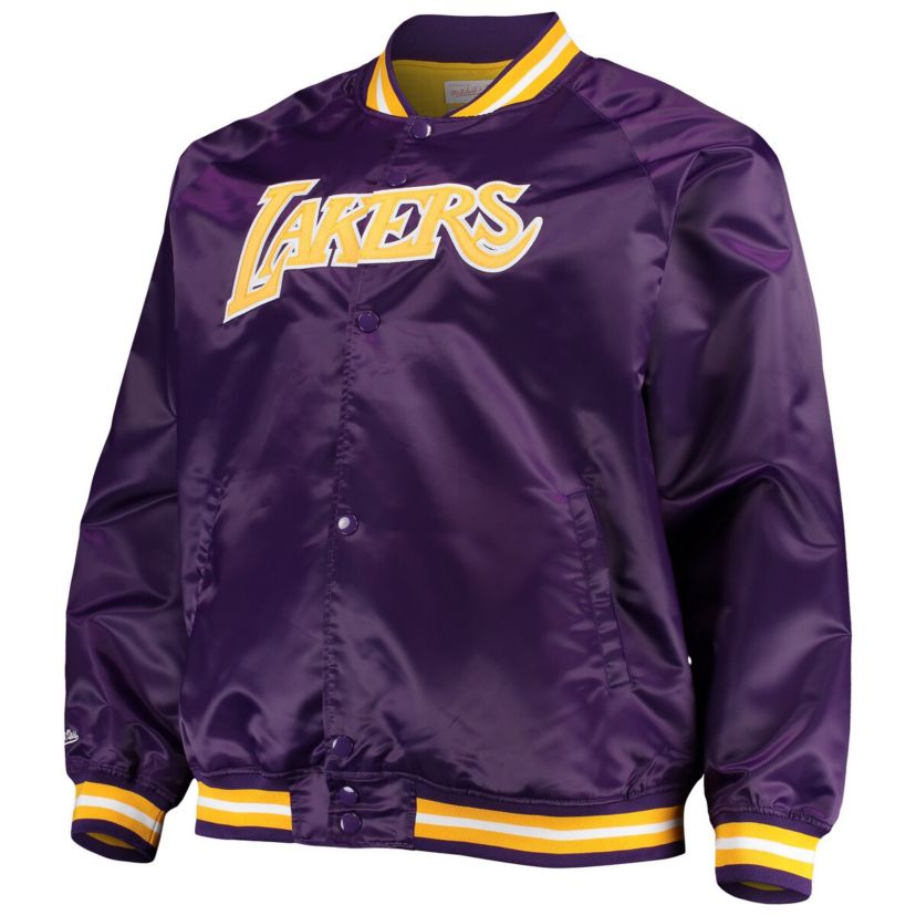 NBA Los Angeles Lakers Big & Tall Hardwood Classics Raglan Satin Full-Snap Jacket