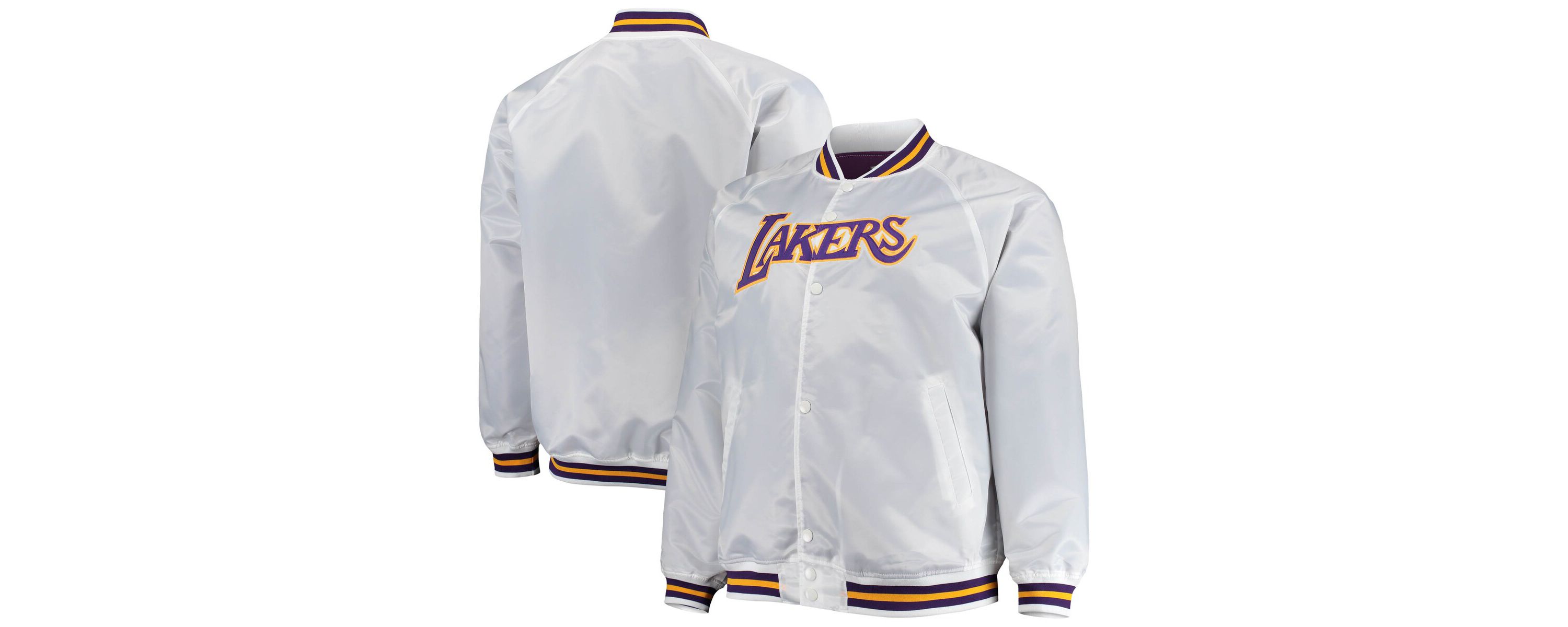 NBA Los Angeles Lakers Big & Tall Hardwood Classics Raglan Satin Full-Snap Jacket