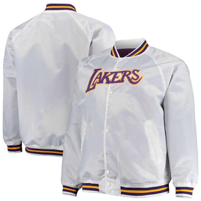 NBA Los Angeles Lakers Big & Tall Hardwood Classics Raglan Satin Full-Snap Jacket