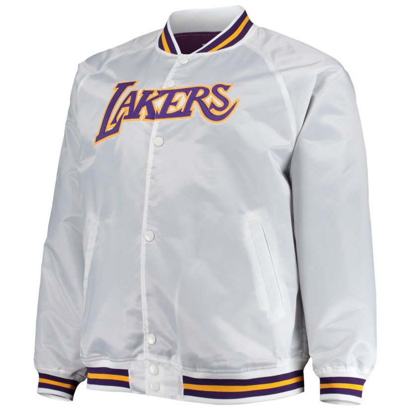 NBA Los Angeles Lakers Big & Tall Hardwood Classics Raglan Satin Full-Snap Jacket
