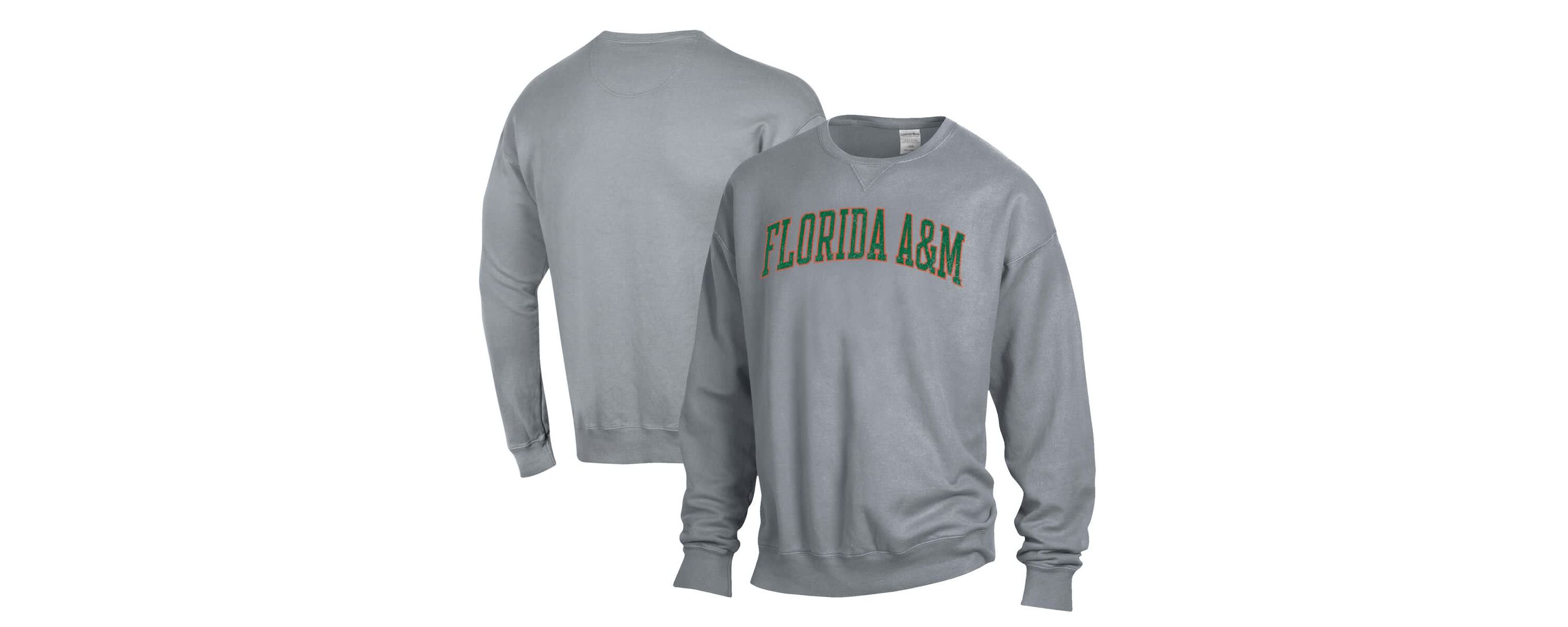 NCAA Florida A&M Rattlers Garment Dyed Fleece Crewneck Pullover Sweatshirt