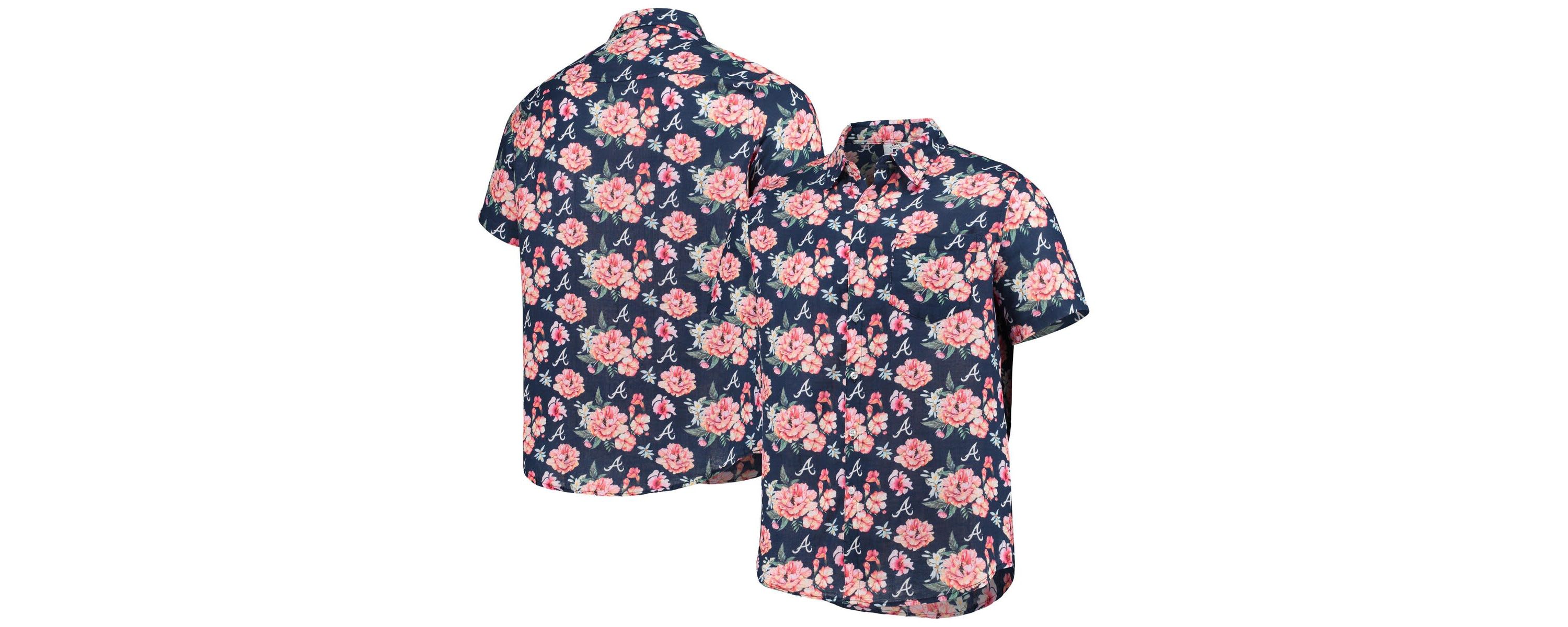 MLB Atlanta Braves Floral Linen Button-Up Shirt