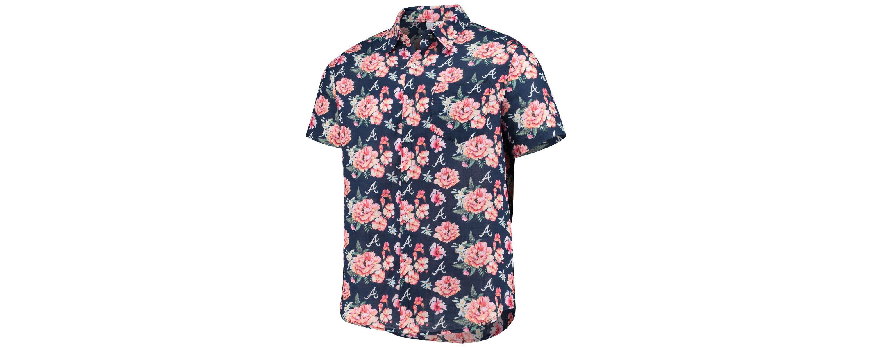 MLB Atlanta Braves Floral Linen Button-Up Shirt