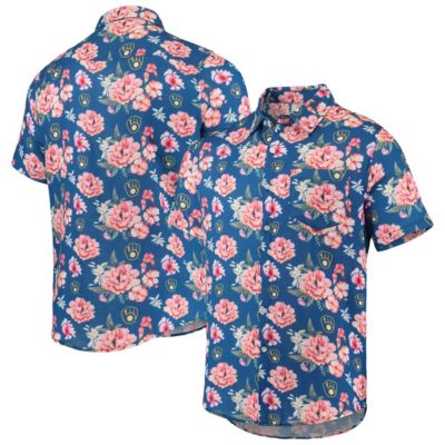 MLB Milwaukee Brewers Floral Linen Button-Up Shirt