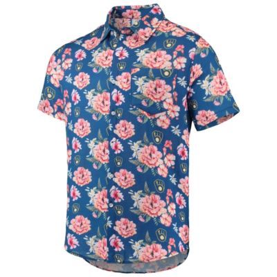 MLB Milwaukee Brewers Floral Linen Button-Up Shirt