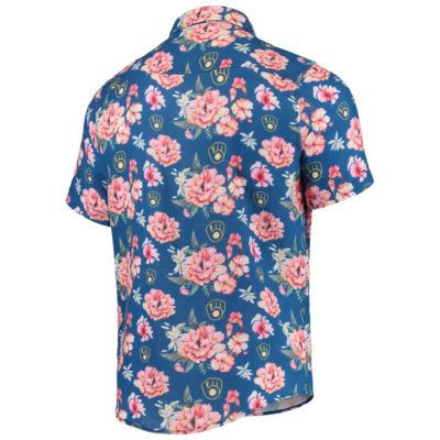 MLB Milwaukee Brewers Floral Linen Button-Up Shirt