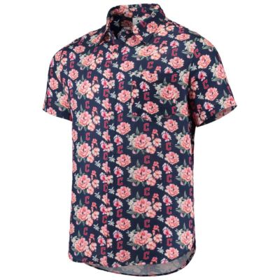 MLB Cleveland Guardians Floral Linen Button-Up Shirt