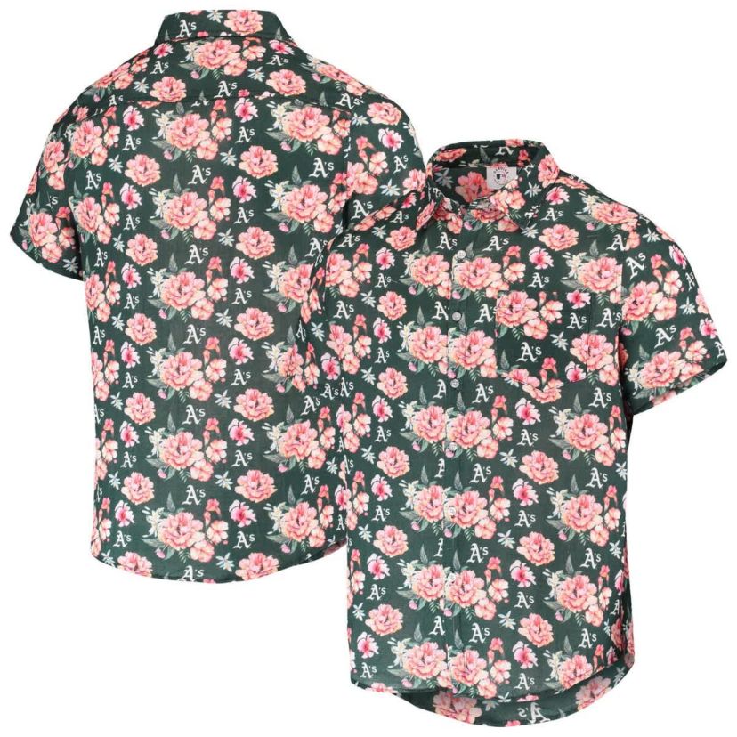 Oakland Athletics MLB Athletics Floral Linen Button-Up Shirt